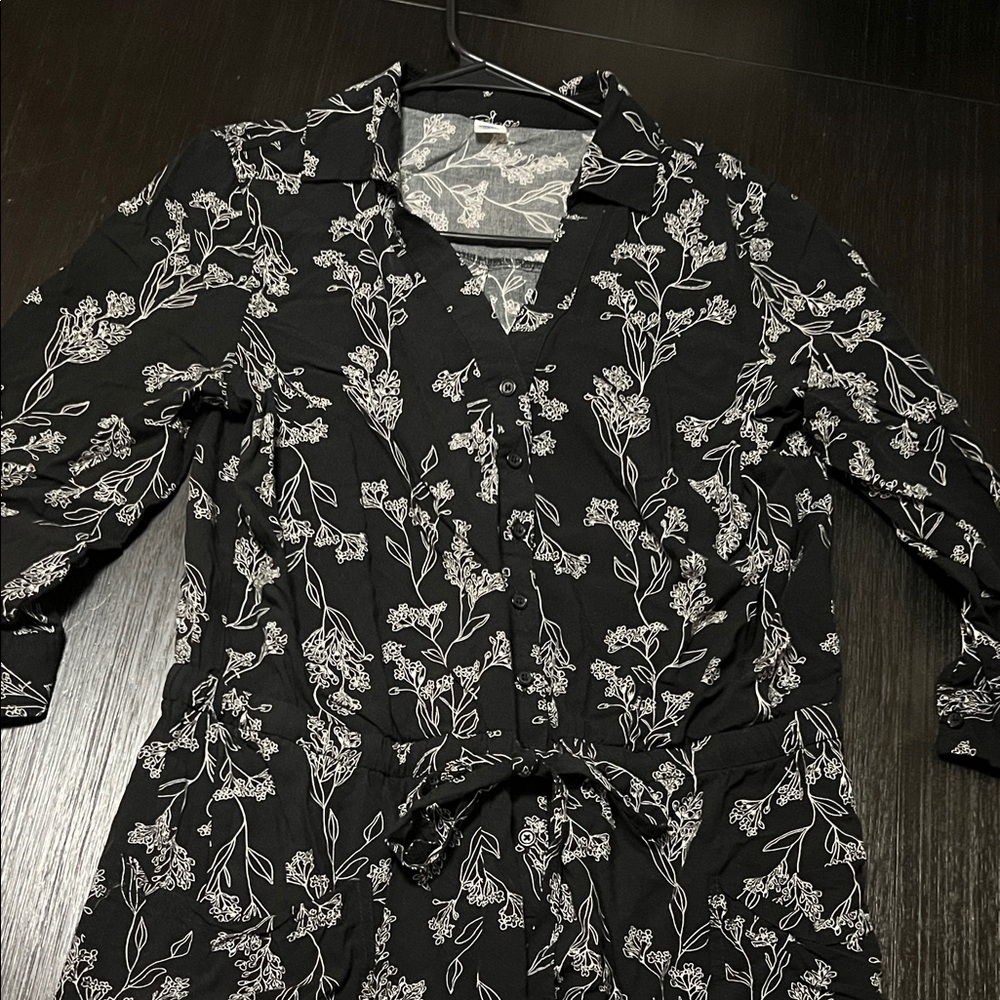 Old Navy Black and White Floral Romper